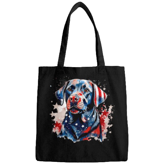 Patriotic Labrador Retriever Dog American Flag Bags