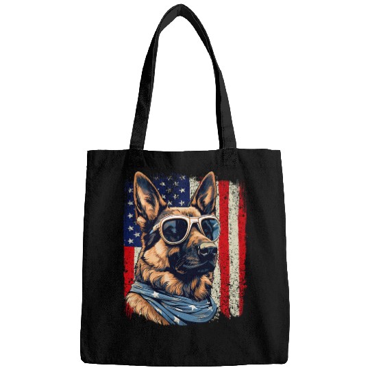 Patriotic German Shepherd American Flag 4th Of July Shepherd Bags