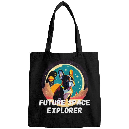Future Space Explorer French Bulldog In Space Graphic Bags