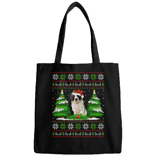 Saint Bernard Dog Lights xmass Ugly Sweater Christmas Bags