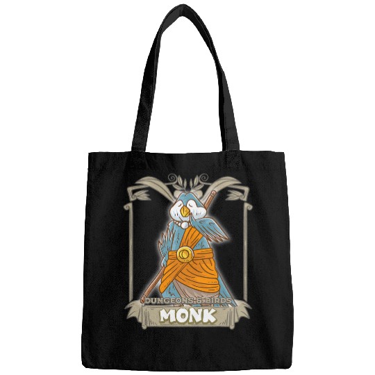 monk dungeons and birds nerdy bird nerd geek rpg dice game Bags