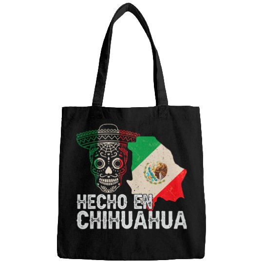 Hecho en Chihuahua Mexico Proud Mexican Sugar Skull Bags