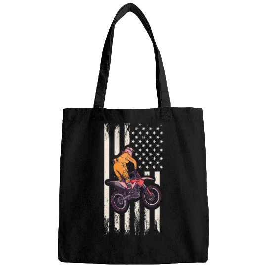 Motocross Dirt Bike 2USA Flag Patriotic Biker Motorcycle Bags