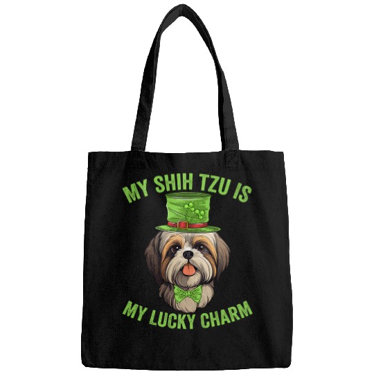 My Shih Tzu is My Lucky Charm Dog Cute Puppy St Patricks Day Bags