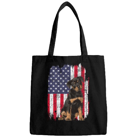 Rottweiler USA Flag Puppy Owner Dog Breeder Pet Lover Bags