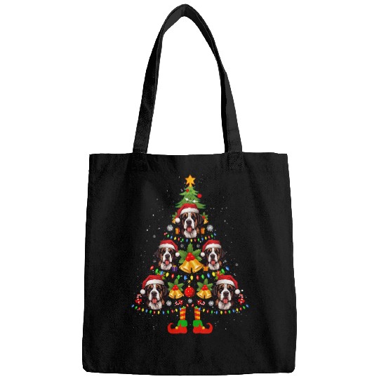 Saint Bernard Christmas Tree Gifts Funny xmass Dog Lover Bags