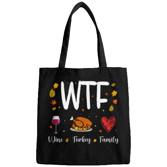 WTF Wines Turkey Family Funny Thanksgiving Autumn Leaves 22 Bags