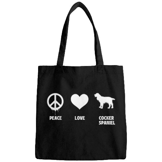 Peace Love Cocker Spaniel Animal Pet Lover Dog Owner Bags