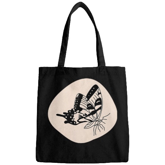 Pastel Goth Line Art Minimalistic Butterfly Bags