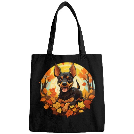 Miniature Pinscher Autumn Funny Dog Fall Bags