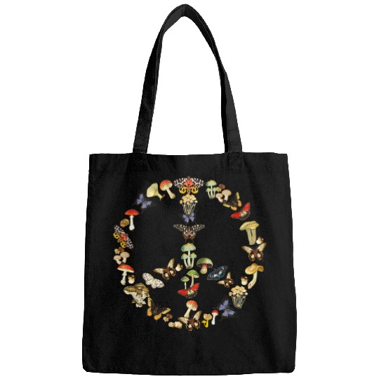 Peace Sign Butterflies Mushrooms 60s 70s Retro Hippie Bags