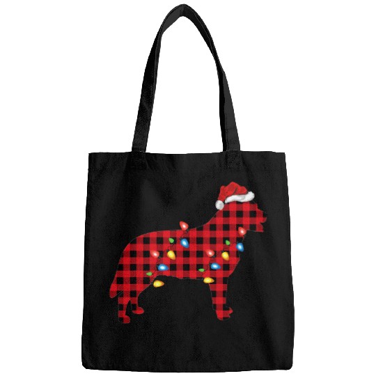 Red buffalo plaids Santa Hat Blue Heeler Dog Christmas Pajama Bags