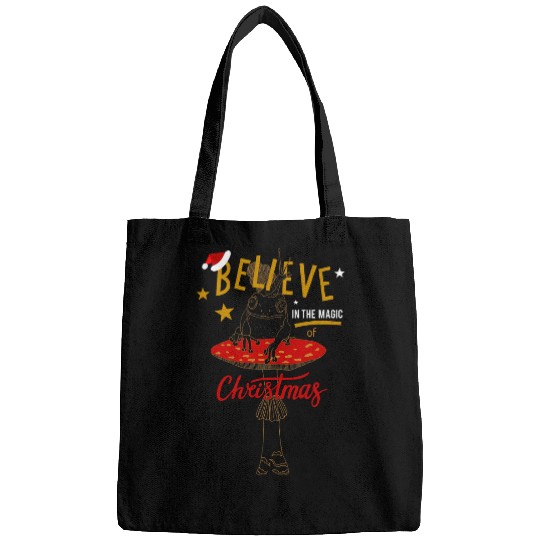 Womens vintages Goblincore Frog Snail Believe In Magic Of Christmas Bags