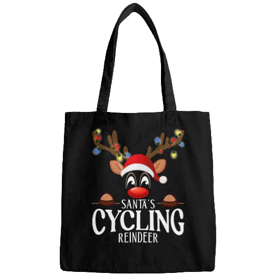 Santas Cycling Reindeer Funny xmass Matching PJS Bags