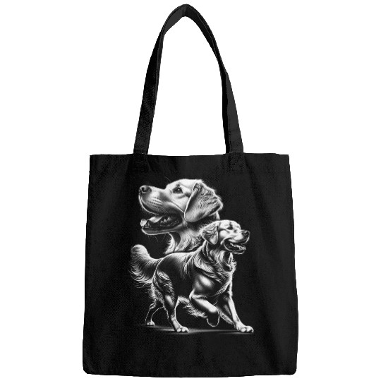 Playful Golden Retriever Dog in Photorealistic Style Bags