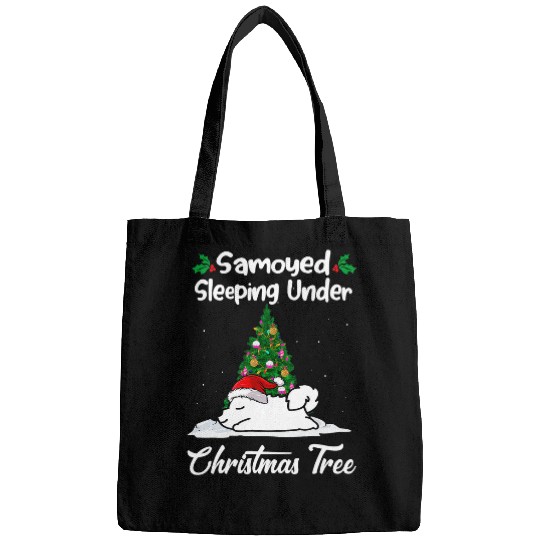 Dog Samoyed My Dog Sleeping Under Christmas Tree Puppy Xmas Bags