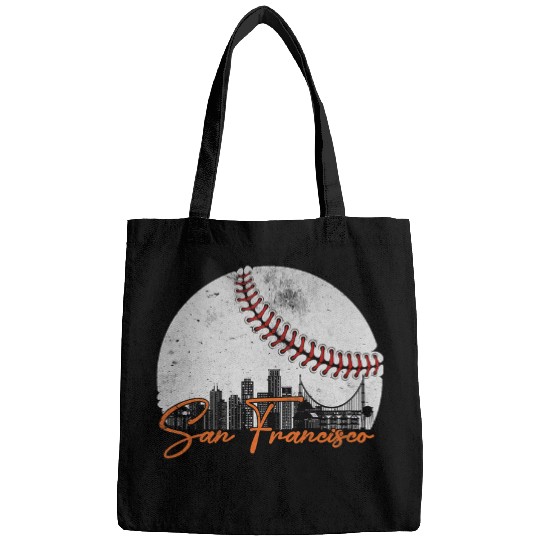 San Francisco Baseball Skyline Cityscape Retro San Francisco Bags