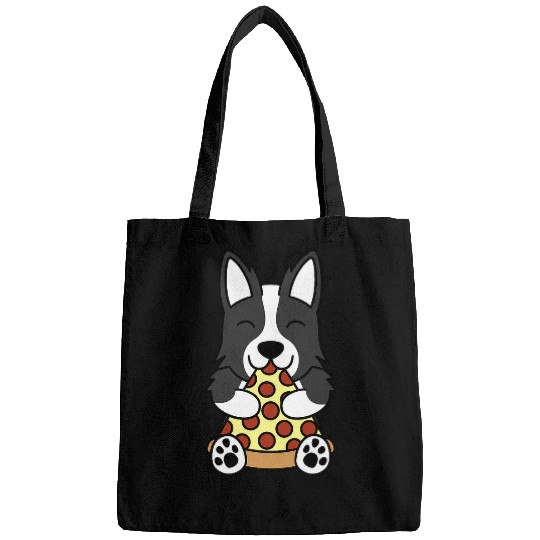 Pizza Border Collie Dog Bags