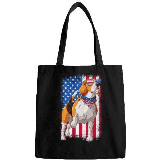 Funny Patriotic Beagle 4th of July USA vintages Beagle Dad Bags