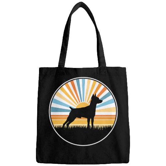 Miniature Pinscher Dog Mom Dog Dad Retro Sunset Pet Bags