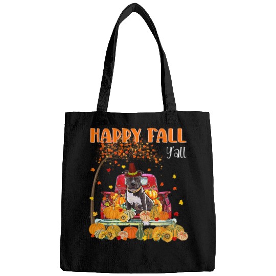 Pitbull Dog Autumn Fall Pumpkin Truck Mappe Thanksgiving Bags