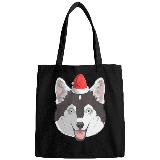 Pomsky Dog Santa Claus Christmas xmass Husky Mix Pomeranian 1 Bags