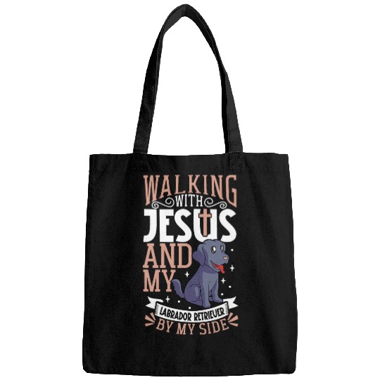 Jesus and dog Labrador Retriever Bags
