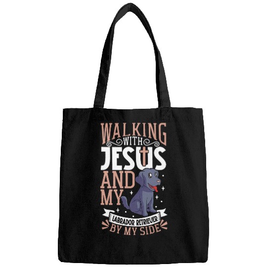 Jesus and dog Labrador Retriever Bags