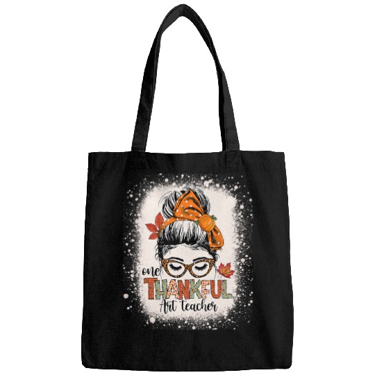 Thankful Art Teacher Funny Thanksgiving Messy Bun Artist Bags