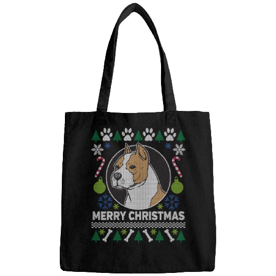 Pit Bull Amstaff Ugly Christmas Tacky xmass Gift Idea Bags