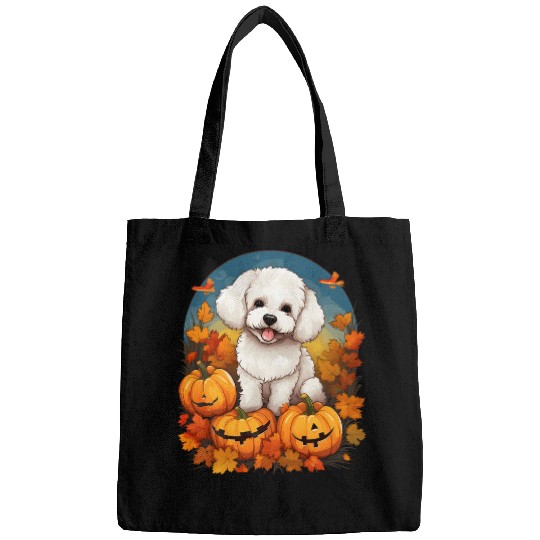 Pumpkin Bichon Frise Dog Halloween Thanksgiving Bags