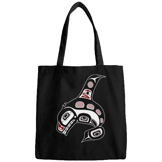 Red Black White Haida Whale Native Art Bags