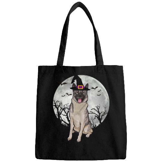 Discover Scary Norwegian Elkhound Dog Witch Hat Halloween Bags