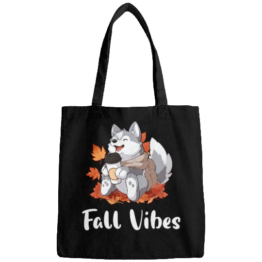 Husky Fall Vibes Funny Dog Pumpkin Spice Latte Bags