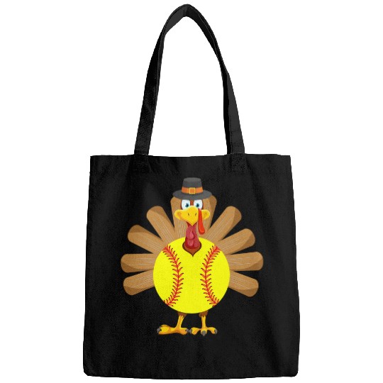 Softball Turkey Thanksgiving for Girls Toddler Kid Mom Bags