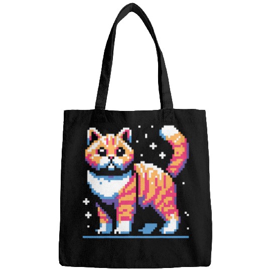 Retro 8bit Pixel Art Cat Animal 80s Video Game Gamer Bags