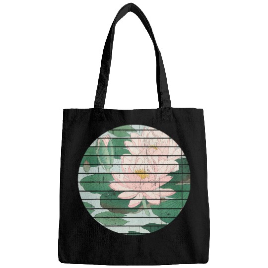 Japan Japanese Art Water Lily Flower Plant Bags
