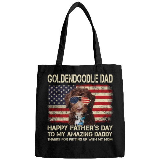 Dog Goldendoodle Dad Goldendoodle Dog Dad Happy Father's Day T-Shirt Bags