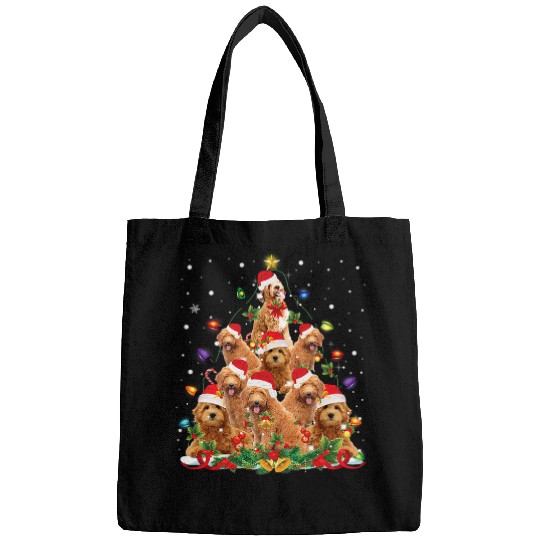 Dog Goldendoodle Christmas Lights Xmas Tree Funny Dog Lover T-Shirt Bags