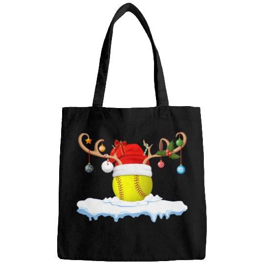 Softball Sports Lover Reindeer Santa Hat Softball Christmas Bags