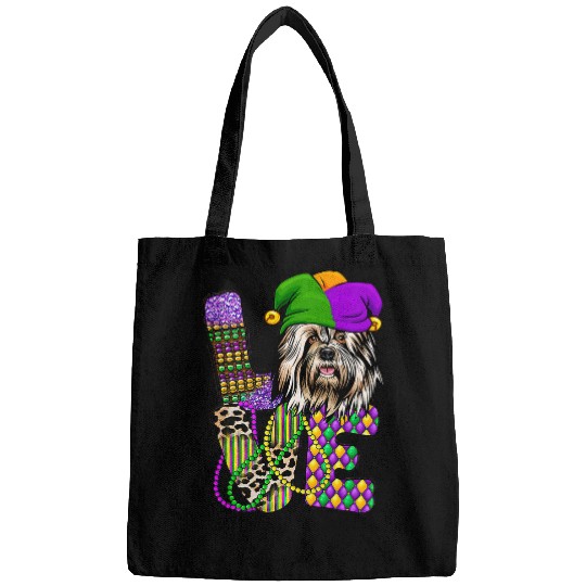 I Love Mardi Gras Festival Lover Old English Sheepdog Bags