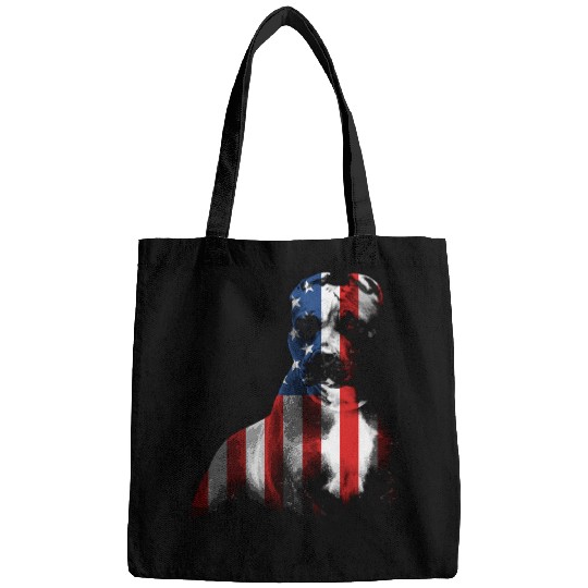Discover Pit Bull Terrier Dog 4th of July American Flag Patriotic 1 Bags