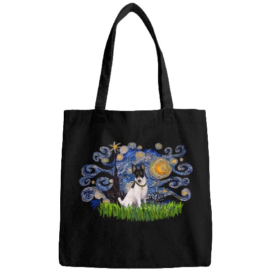 Smooth Fox Terrier Starry Night Famous Painting Dog Lover Bags