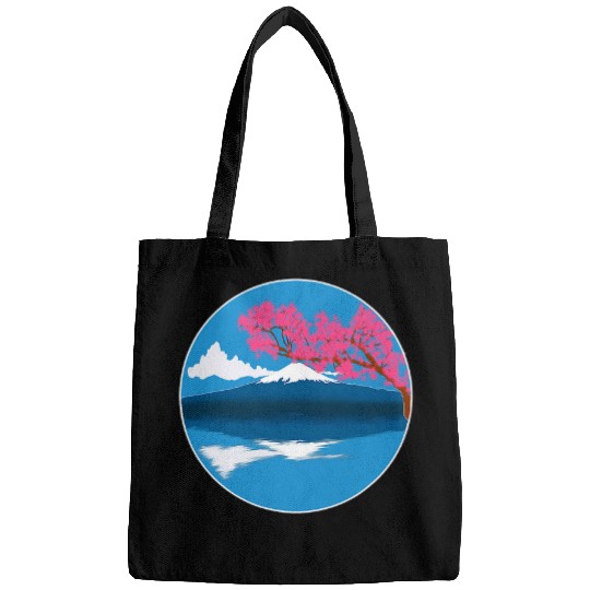 Japanese Bullet trains Japan Mountain art Sakura Fujiyama Bags