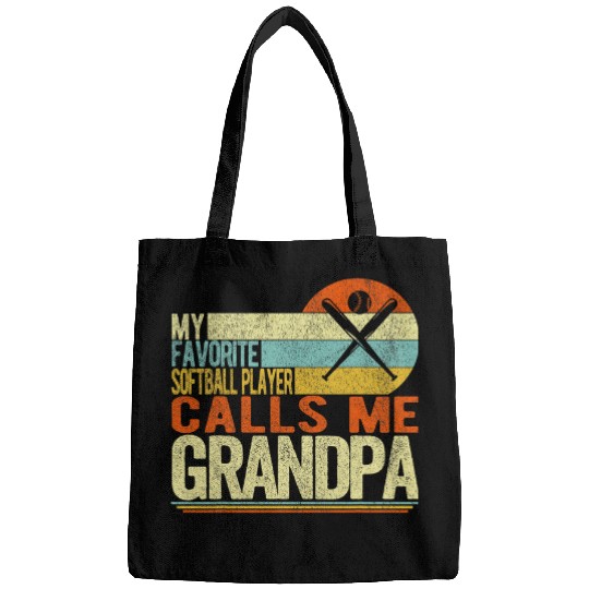 Discover My Favorite Softball Player Calls Me Grandpa Fathers Day Bags