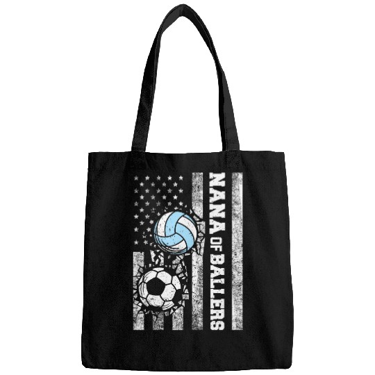 Nana of Ballers Funny USA Flag Soccer Volleyball Nana Bags