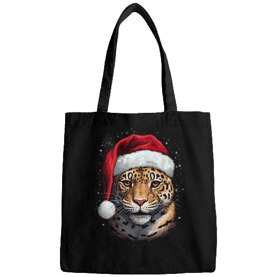 jaguarss Santa Hat Big Cat Lover Christmas Print Art Graphic 1 Bags