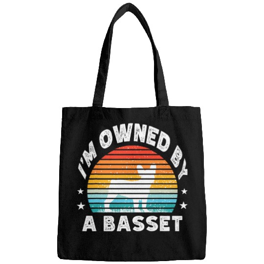I AM OWNED BY A BASSET HOUND DOG Bags