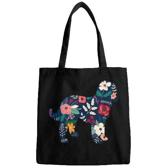Dog Goldendoodle Floral Silhouette - Goldendoodle Dog T-Shirt Bags