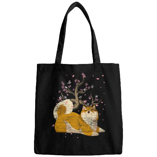 Dog Shiba Inu Cherry Blossom Sakura Japanese Anime Cute Dog Shiba Inu Bags